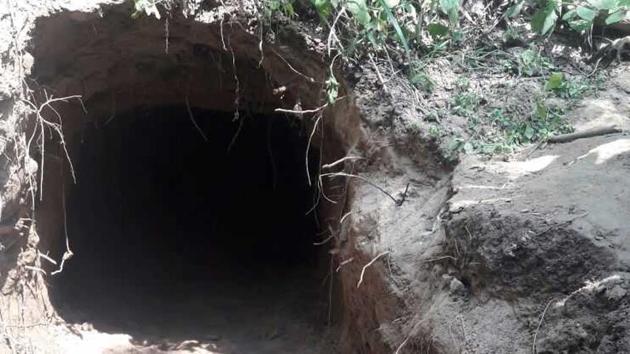 The tunnel was discovered during sanitisation operation along the international border between Arnia sub-sector of RS Pura sector in Jammu district.(HT)