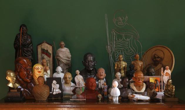 Chaudhuri has amassed almost 50 unusual and wonderful Gandhi figurines over half a decade. (Chirodeep Chaudhuri) Chaudhuri has amassed almost 50 unusual and wonderful Gandhi figurines over half a decade. (Chirodeep Chaudhuri)