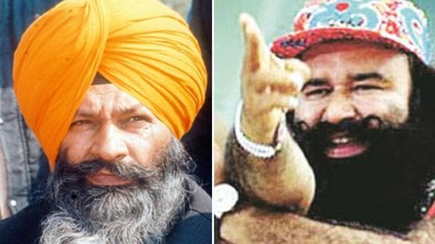 Sucha Singh Langah and (right) Gurmeet Ram Rahim Singh(HT File)
