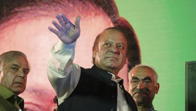 Deposed Pakistani Prime Minister Nawaz Sharif waves to his supporters at a rally in Lahore, Pakistan, in August 2017. (AP File Photo) Deposed Pakistani Prime Minister Nawaz Sharif waves to his supporters at a rally in Lahore, Pakistan, in August 2017. (AP File Photo)