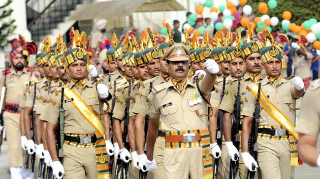 A regiment of the Indo-Tibetan Border Police take part in 71st Independence Day parade in Patiala on August 15, 2017.(Bharat Bhushan/HT File Photo)