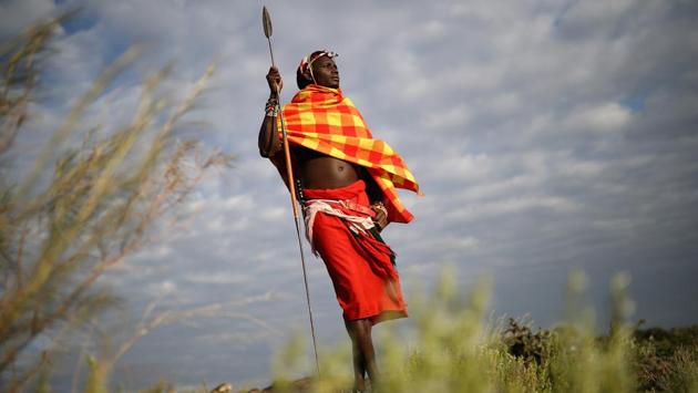 Sonyanga Ole Ng’ais, captain of the Maasai Cricket Warriors, poses for a portrait in Laikipia, Kenya. (Francois Nel / Getty Images) Sonyanga Ole Ng’ais, captain of the Maasai Cricket Warriors, poses for a portrait in Laikipia, Kenya. (Francois Nel / Getty Images)