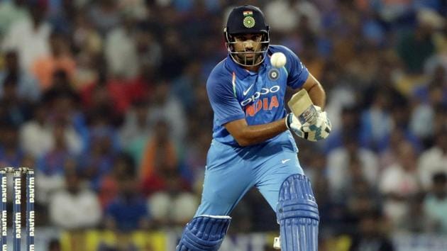 Rohit Sharma in action during the fifth one-day international cricket match between India and Australia in Nagpur.(AP)