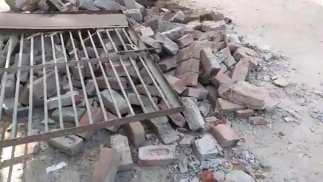 The construction debris near the spot of the incident. The construction debris near the spot of the incident.