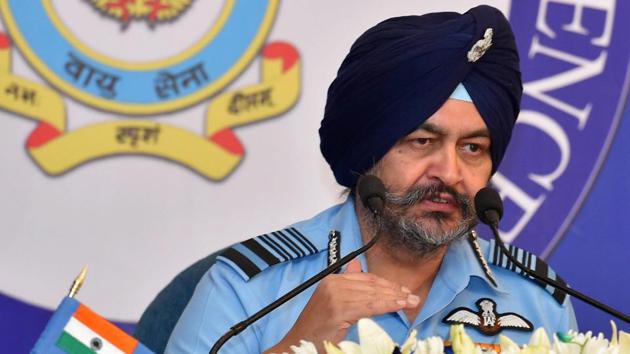Air Chief Marshal BS Dhanoa gestures as he addresses a news conference ahead of Air Force Day, in New Delhi on Thursday. (PTI Photo) Air Chief Marshal BS Dhanoa gestures as he addresses a news conference ahead of Air Force Day, in New Delhi on Thursday. (PTI Photo)