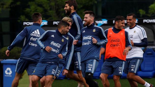 Argentina football team during a training session on Wednesday, ahead of their 2018 FIFA World Cup qualifying match against Peru. (REUTERS) Argentina football team during a training session on Wednesday, ahead of their 2018 FIFA World Cup qualifying match against Peru. (REUTERS)