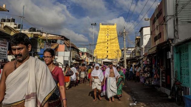 The Ramanathaswamy temple is in Rameswaram in Pamban Island, Tamil Nadu, one of the most important Hindu pilgrimage sites. The trip to Dhanushkodi is a bit easier for pilgrims today due to better roads and a direct train line. (Atul Loke / NYT)