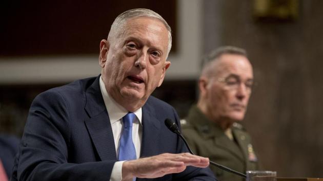 US defense secretary Jim Mattis speaks on Afghanistan before the Senate Armed Services Committee, Capitol Hill ,Washington, October 3 (AP)