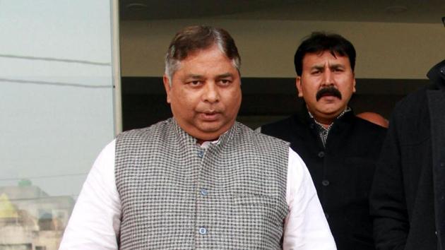 J-K BJP state president Sat Sharma along with party MPs and leaders from the state led the protest march on Thursday. (HT File Photo) J-K BJP state president Sat Sharma along with party MPs and leaders from the state led the protest march on Thursday. (HT File Photo)