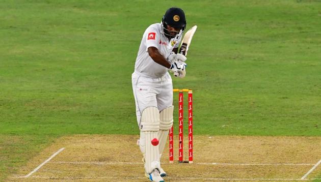 Dimuth Karunarathne’s ton put Sri Lanka in a strong position on Day 1 of the second and final (day-night) Test against Pakistan in Dubai. (AFP) Dimuth Karunarathne’s ton put Sri Lanka in a strong position on Day 1 of the second and final (day-night) Test against Pakistan in Dubai. (AFP)
