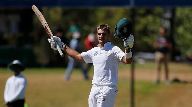 Aiden Markram slammed his maiden ton while Dean Elgar’s magnificent century helped South Africa pile on 428/3 on the opening day of the second Test against Bangladesh in Bloemfontein.(AFP)