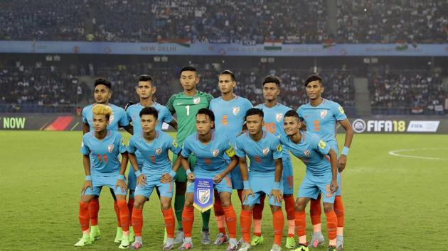 It was a proud moment for the India U-17 football team as they stepped out for their first-ever FIFA world event match at the JLN stadium. (AP) It was a proud moment for the India U-17 football team as they stepped out for their first-ever FIFA world event match at the JLN stadium. (AP)