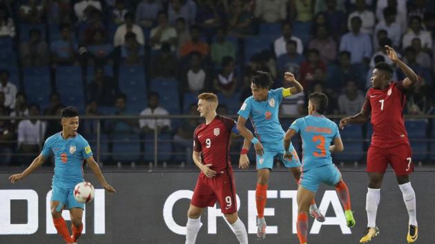 India could not break through the defences while USA controlled the ball well. (AP) India could not break through the defences while USA controlled the ball well. (AP)