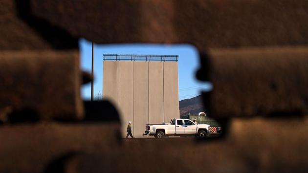 Picture of a prototype of US President Donald Trump's US-Mexico border wall being built near San Diego, in the US.(AFP Photo)