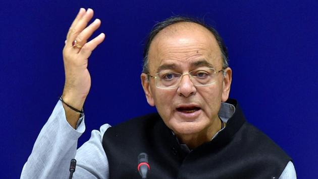 Union Finance Minister Arun Jaitley addressing media after the 22nd meeting of the Goods and Services Tax (GST) Council, in New Delhi on Friday.(PTI)