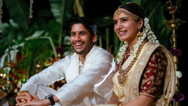 Samantha Ruth Prabhu and Naga Chaitanya during the Hindu wedding (Stories by Joseph Radhik) Samantha Ruth Prabhu and Naga Chaitanya during the Hindu wedding (Stories by Joseph Radhik)