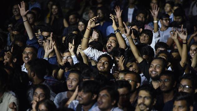A strong young audience filled the Purana Qila grounds, cheering for their favourite Indian and Asian bands. (Raj K Raj / HT PHOTO)