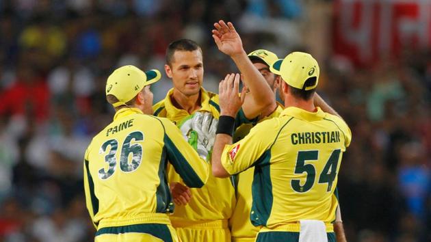 Nathan Coulter-Nile removed Rohit Sharma as Australia looked to break their ODI jinx. (BCCI) Nathan Coulter-Nile removed Rohit Sharma as Australia looked to break their ODI jinx. (BCCI)