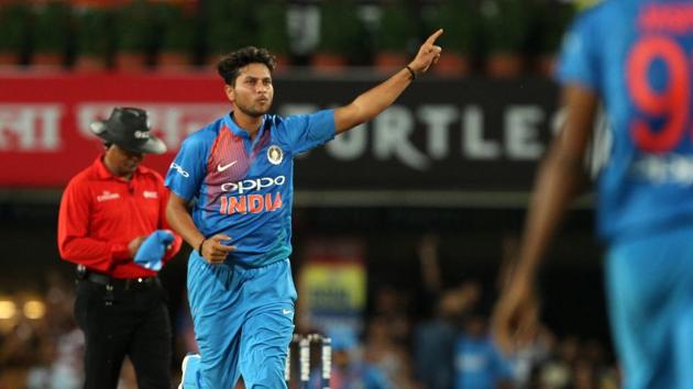 Kuldeep Yadav picked up two wickets and he was well supported by Yuzvendra Chahal as India continued to torment Australia by spin in the first Twenty20 International in Ranchi.(BCCI)