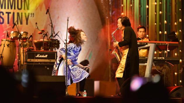 Vietnamese artist performing at the ASEAN-India Music Festival at Purana Qila. The Festival is being organised to celebrate the 25th year anniversary of ASEAN-India Dialogue Relations. (Arun Sharma/HT PHOTO)