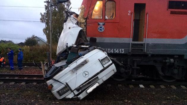 A handout picture released by Vladimir region branch of the Russian Interior Ministry shows the site of a collision, after a train slammed into a passenger bus that had broken down on a level crossing, near the city of Vladimir. (AFP) A handout picture released by Vladimir region branch of the Russian Interior Ministry shows the site of a collision, after a train slammed into a passenger bus that had broken down on a level crossing, near the city of Vladimir. (AFP)