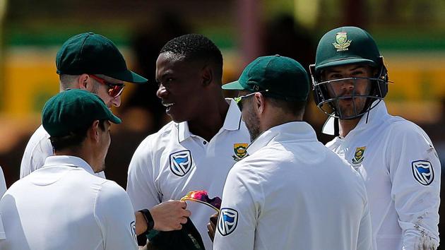 Kagiso Rabada picked up 10 wickets in his Test career for the third time as South Africa crushed Bangladesh by an innings and 254 runs to win the series 2-0. Get full cricket score of the second Test between South Africa cricket team and Bangladesh cricket team here. (AFP) Kagiso Rabada picked up 10 wickets in his Test career for the third time as South Africa crushed Bangladesh by an innings and 254 runs to win the series 2-0. Get full cricket score of the second Test between South Africa cricket team and Bangladesh cricket team here. (AFP)