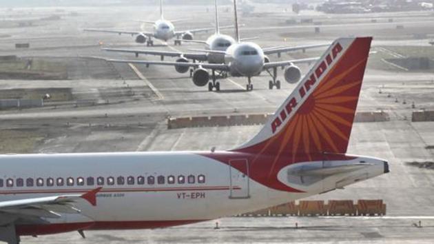 Air India aircraft parked near hangar at Mumbai airport.(HT File Photo)
