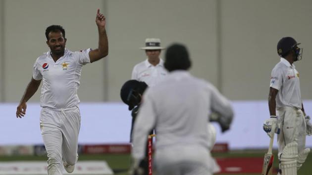 Wahab Riaz picked up three wickets as Pakistan fought back well against Sri Lanka in the Pink Ball Test after conceding a 220-run lead. (AP) Wahab Riaz picked up three wickets as Pakistan fought back well against Sri Lanka in the Pink Ball Test after conceding a 220-run lead. (AP)