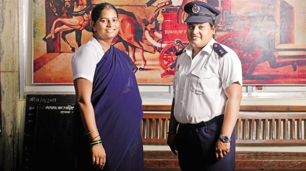 Assistant station officers Sunita Patil (left) and Shubhangi Bhor at the Byculla fire station. (Aniruddha Chowdhury / Mint) Assistant station officers Sunita Patil (left) and Shubhangi Bhor at the Byculla fire station. (Aniruddha Chowdhury / Mint)