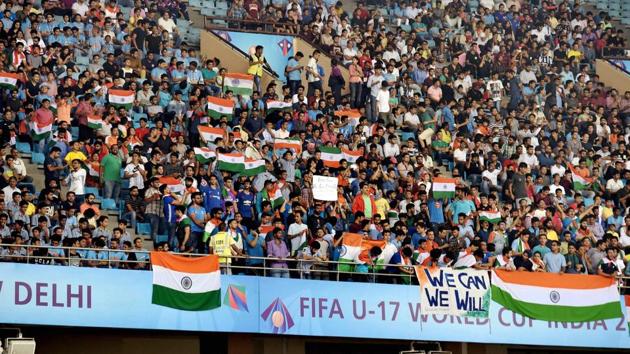 Thousands of Indian fans cheered the Indian football team as they took on Colombia in the FIFA U-17 World Cup encounter. (PTI)