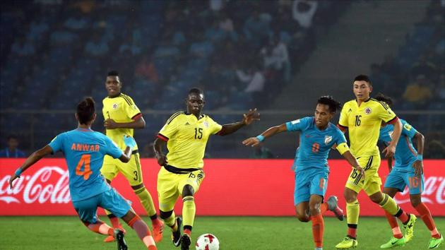 Colombian players controlled possession but India came out with more confidence. (PTI)