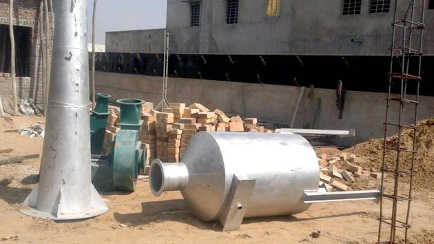 The gas crematory being installed at the Shri Gopal Gaushala in Jhunjhunu.(HT Photo)