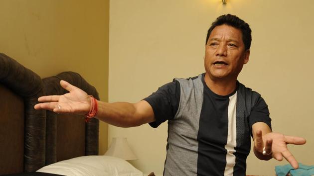 File picture of Bimal Gurung at a Kalimpong hotel on in September 2015. The GJM chief is believed to be hiding somewhere in Sikkim. (Samir Jana)