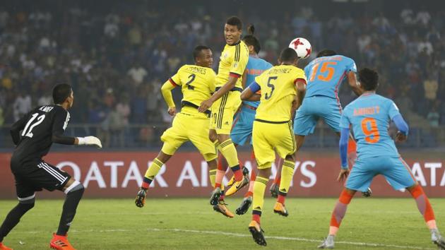India scored their first goal in FIFA U-17 World Cup against Colombia on Monday but were pegged back less than a minute later. (AP) India scored their first goal in FIFA U-17 World Cup against Colombia on Monday but were pegged back less than a minute later. (AP)