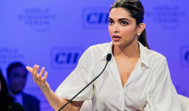 Deepika Padukone, who founded the Live Love Laugh Foundation to spread awareness about depression, speaks at the India Economic Summit 2017 in New Delhi on October 5.(PTI)