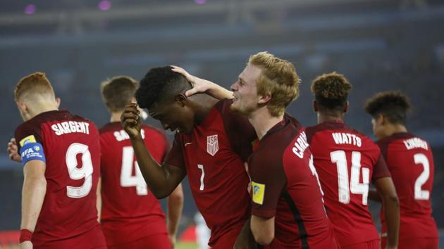 Ayo Akinola scored a crucial goal as USA closed in on a spot in the next round with a 1-0 win over Ghana in the FIFA U-17 World Cup. (AP) Ayo Akinola scored a crucial goal as USA closed in on a spot in the next round with a 1-0 win over Ghana in the FIFA U-17 World Cup. (AP)