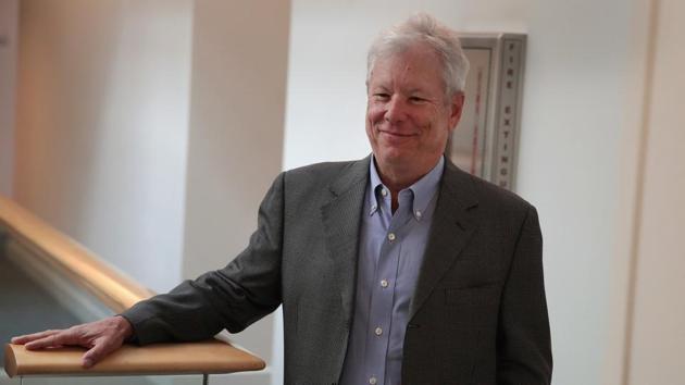 University of Chicago Professor Richard Thaler arrives at his office after learning he had been awarded the 2017 Sveriges Riksbank Prize in Economic Sciences in Memory of Alfred Nobel on October 9, Chicago, Illinois. (AFP)