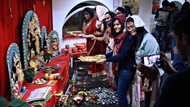 For Bengali youths, especially those living far away from home to pursue higher studies in Hungary, the puja offered a major opportunity to return to their roots.(Photo courtesy Debapriya Mitra)