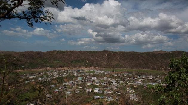 A general view of San Lorenzo after Hurricane Maria destroyed the town's bridge. (Alvin Baez / REUTERS)