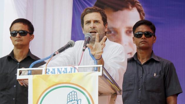Congress vice president Rahul Gandhi addresses a gathering during a road show in Padara village in Vadodara on Tuesday. (PTI Photo) Congress vice president Rahul Gandhi addresses a gathering during a road show in Padara village in Vadodara on Tuesday. (PTI Photo)