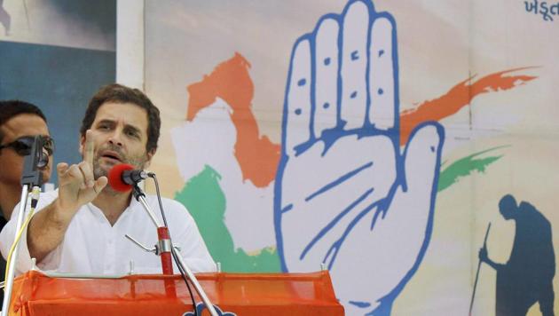 Congress vice-president Rahul Gandhi addresses a public meeting during his road show at Karjan village in Vadodara on Tuesday. (PTI) Congress vice-president Rahul Gandhi addresses a public meeting during his road show at Karjan village in Vadodara on Tuesday. (PTI)