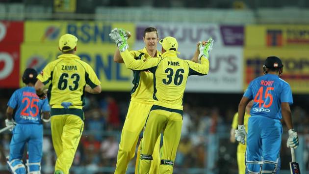 Playing only his second international match, the 27-year-old Behrendorff scythed through India’s top order. (BCCI ) Playing only his second international match, the 27-year-old Behrendorff scythed through India’s top order. (BCCI )