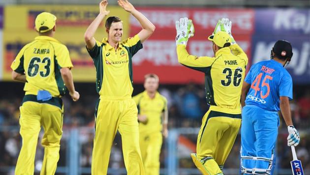 Australia's Jason Behrendorff picked up four wickets against India in the second T20 at the Assam Cricket Association Stadium in Guwahati on Tuesday. (AFP) Australia's Jason Behrendorff picked up four wickets against India in the second T20 at the Assam Cricket Association Stadium in Guwahati on Tuesday. (AFP)