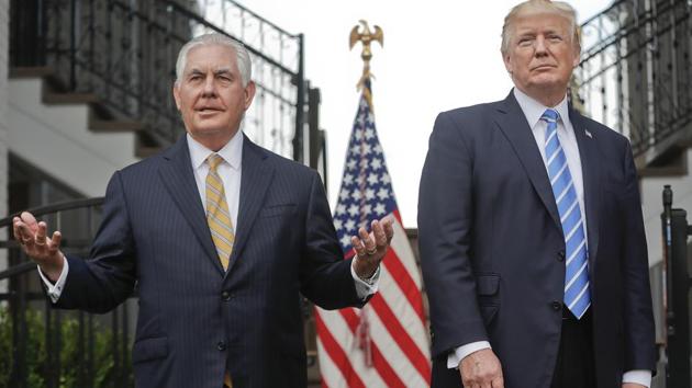 Secretary of state Rex Tillerson speaks following a meeting with President Donald Trump at Trump National Golf Club in Bedminster. (AP File Photo) Secretary of state Rex Tillerson speaks following a meeting with President Donald Trump at Trump National Golf Club in Bedminster. (AP File Photo)