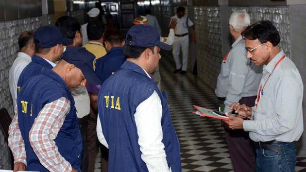 NIA teams inspect the UP assembly in July. Currently, only NIA has concurrent jurisdiction over cases of suspected terrorism automatically.(HT file photo)