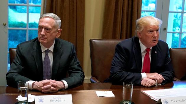 US President Donald Trump (R) and Defense Secretary James Mattis participate in a briefing with senior military leaders at the White House in Washington. (Reuters Photo) US President Donald Trump (R) and Defense Secretary James Mattis participate in a briefing with senior military leaders at the White House in Washington. (Reuters Photo)