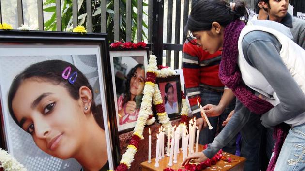 On May 16, 2008, Aarushi was found murdered inside her bedroom in the Talwar’s flat in Noida’s posh Jal Vayu Vihar — her throat slit with surgical precision. (HT File Photo) On May 16, 2008, Aarushi was found murdered inside her bedroom in the Talwar’s flat in Noida’s posh Jal Vayu Vihar — her throat slit with surgical precision. (HT File Photo)