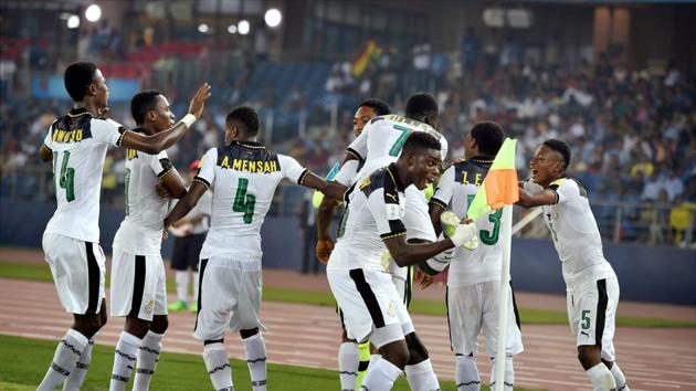 Ghana’s players drove home the advantage as they closed in on a spot in the round of 16. (PTI)