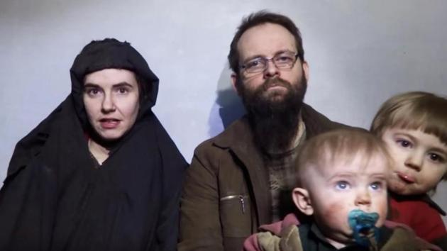 A still image from a video posted by the Taliban on social media on December 19, 2016 shows American Caitlan Coleman (left) speaking next to her Canadian husband Joshua Boyle and their two sons.(Taliban/Social media via Reuters) A still image from a video posted by the Taliban on social media on December 19, 2016 shows American Caitlan Coleman (left) speaking next to her Canadian husband Joshua Boyle and their two sons.(Taliban/Social media via Reuters)