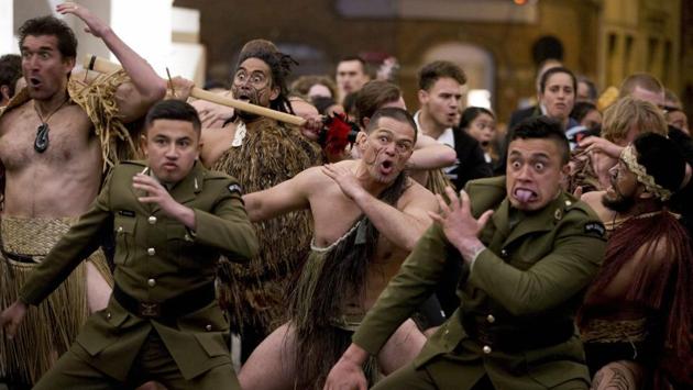 New Zealanders perform the traditional Haka dance during a commemoration ceremony for the WWI Battle of Passchendaele in Ypres, Belgium on Wednesday, Oct. 11, 2017. (AP / PTI ) New Zealanders perform the traditional Haka dance during a commemoration ceremony for the WWI Battle of Passchendaele in Ypres, Belgium on Wednesday, Oct. 11, 2017. (AP / PTI )